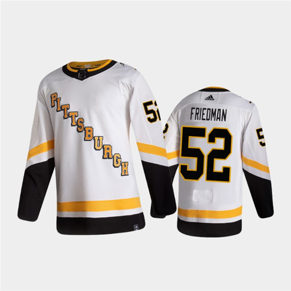 Mens Pittsburgh Penguins #52 Mark Friedman White adidas 2020-21 Reverse Retro Special Edition Jersey