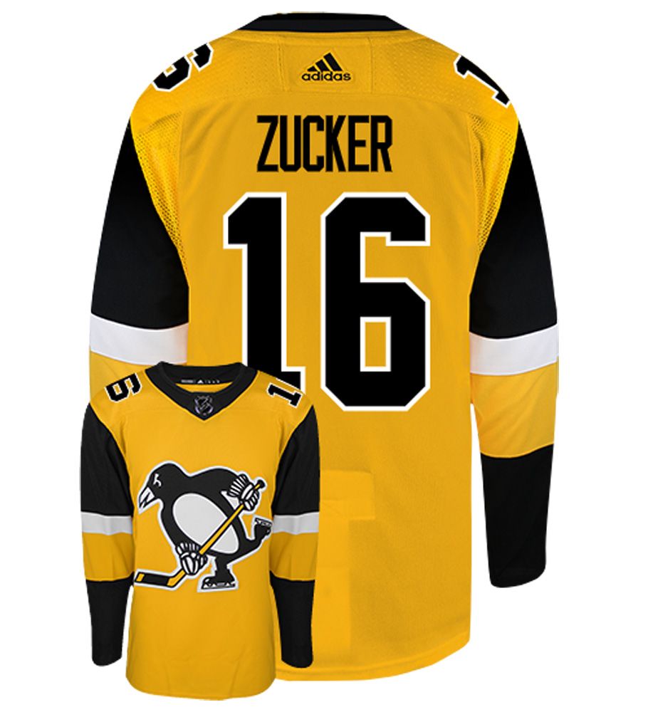 Mens Pittsburgh Penguins #16 Jason Zucker Stitched Adidas Alternate Gold Jersey