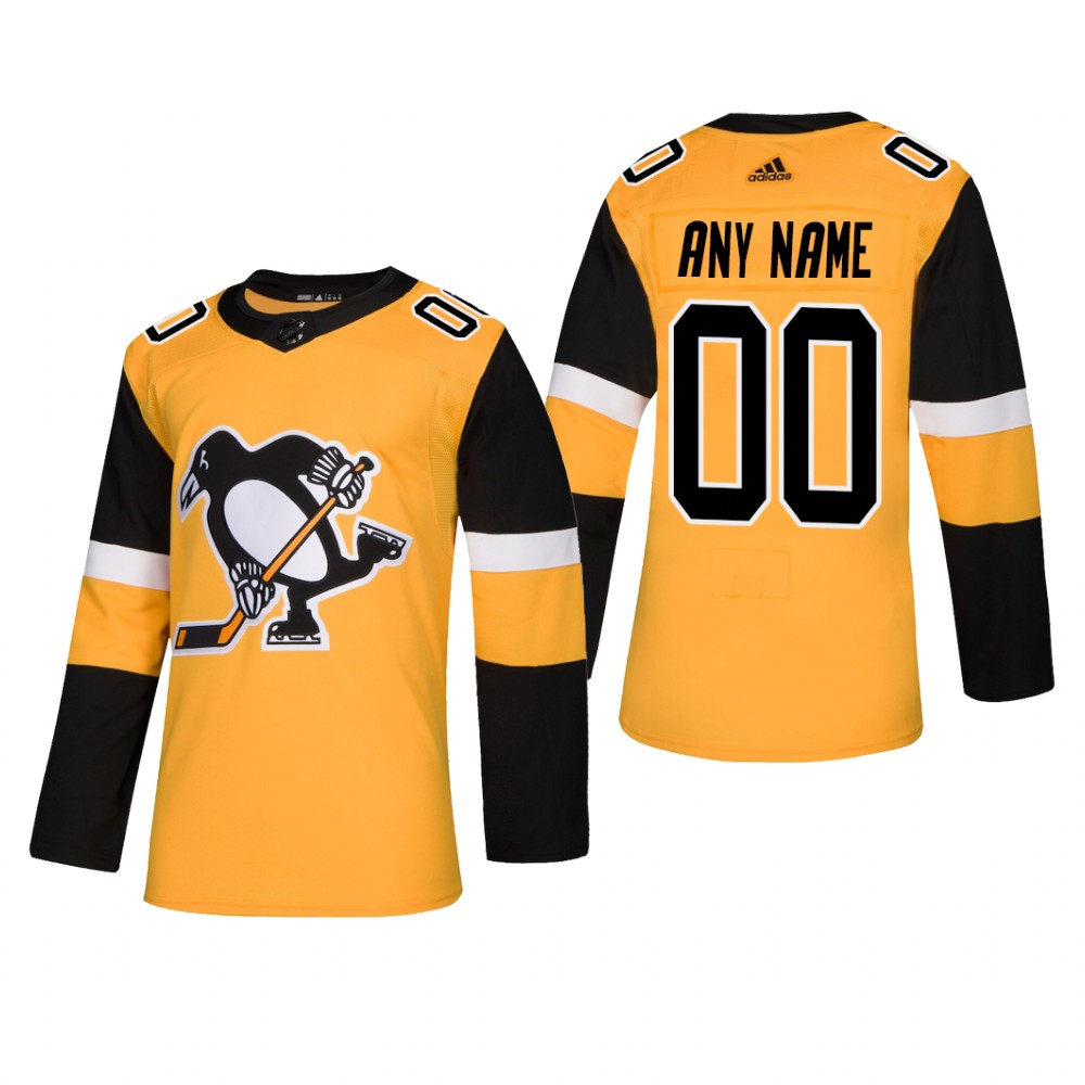 Youth Pittsburgh Penguins Custom Adidas Gold Alternate Jersey