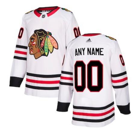 Youth Chicago Blackhawks Custom  Stitched Adidas Away White Jersey