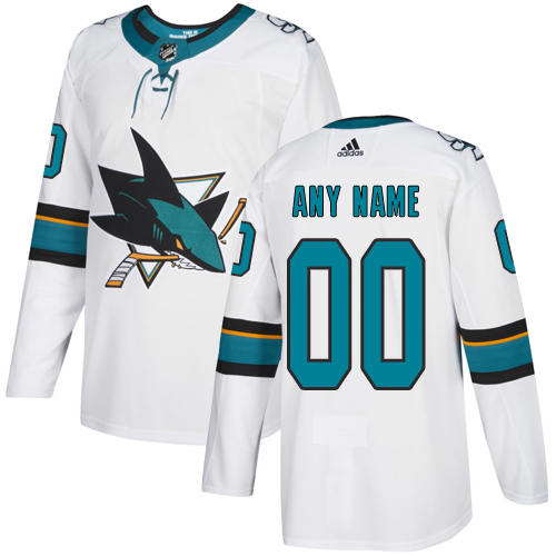 Youth San Jose Sharks Custom Stitched Adidas Away White Jersey