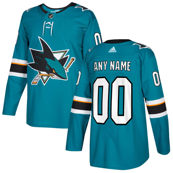 Youth San Jose Sharks Custom Stitched Adidas Home Green Jersey