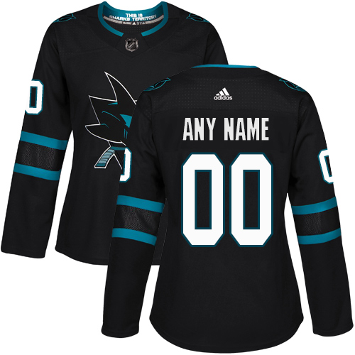 Womens San Jose Sharks Custom adidas Black Alternate Third Jersey