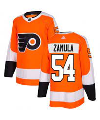 Mens Philadelphia Flyers #54 Egor Zamula Orange Home adidas  Jersey