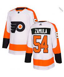 Mens Philadelphia Flyers #54 Egor Zamula Stitched adidas Away White Jersey