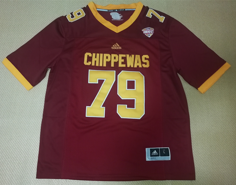 Men's Central Michigan Chippewas #79 Eric Fisher Adidas Maroon 2015-18 Football Jersey