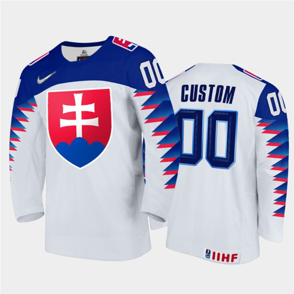 Mens Slovakia Hockey Team Custom Stitched 2021 IIHF World Junior Championship Home White Jersey