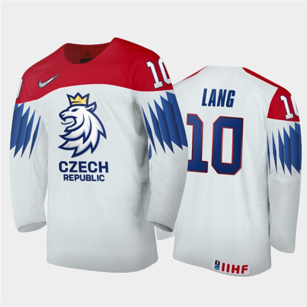 Mens Czech Republic Hockey Team Custom Stitched 2021 IIHF World Junior Championship Home White Jersey