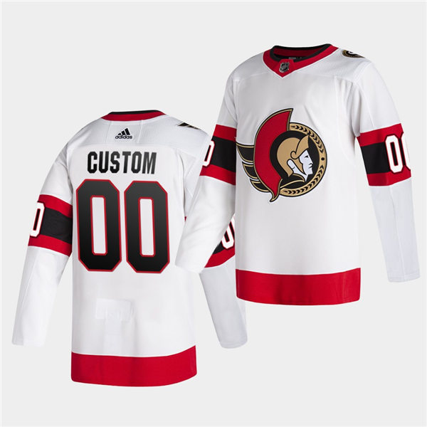 Youth Ottawa Senators Custom Adidas White Red Away Jersey