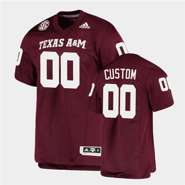 Mens Texas A&M Aggies Custom Adidas Maroon Football Game Jersey