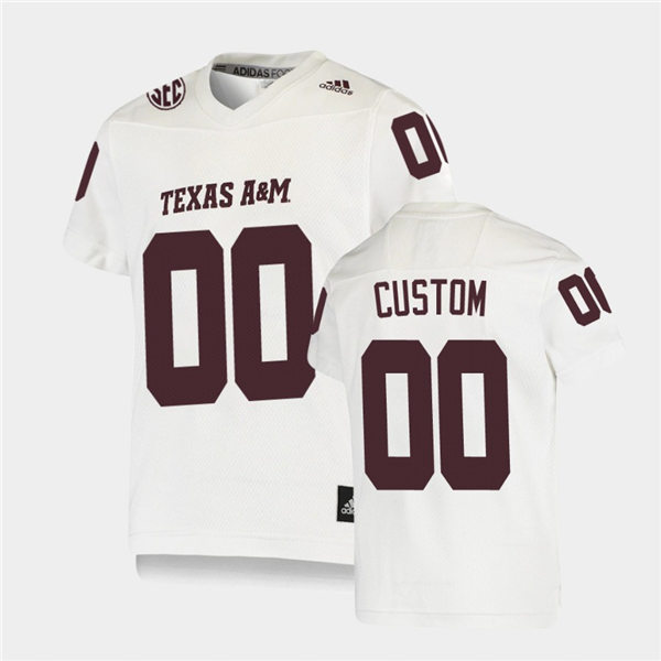 Mens Texas A&M Aggies Custom Adidas White Football Game Jersey