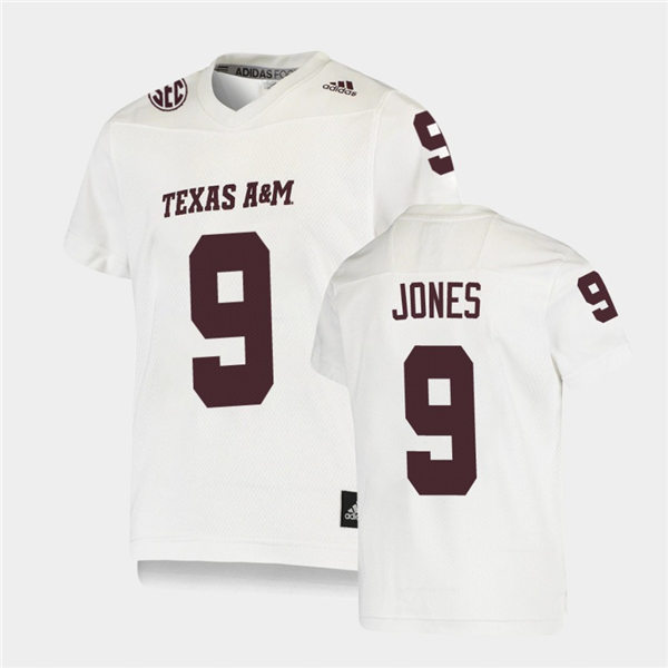 Mens Texas A&M Aggies #9 Hezekiah Jones Adidas White Football Game Jersey