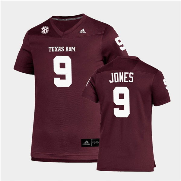 Mens Texas A&M Aggies #9 Hezekiah Jones Adidas Maroon Football Game Jersey