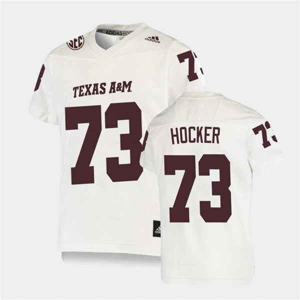Mens Texas A&M Aggies #73 Jared Hocker Adidas White Football Game Jersey