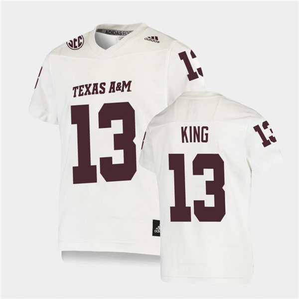 Mens Texas A&M Aggies #13 Haynes King Adidas White Football Game Jersey