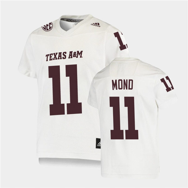 Mens Texas A&M Aggies #11 Kellen Mond Adidas White Football Game Jersey