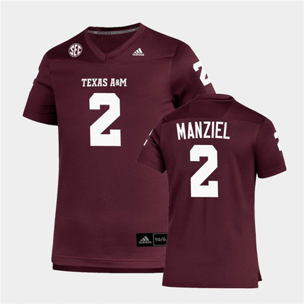 Mens Texas A&M Aggies #2 Johnny Manziel Adidas Maroon Football Game Jersey