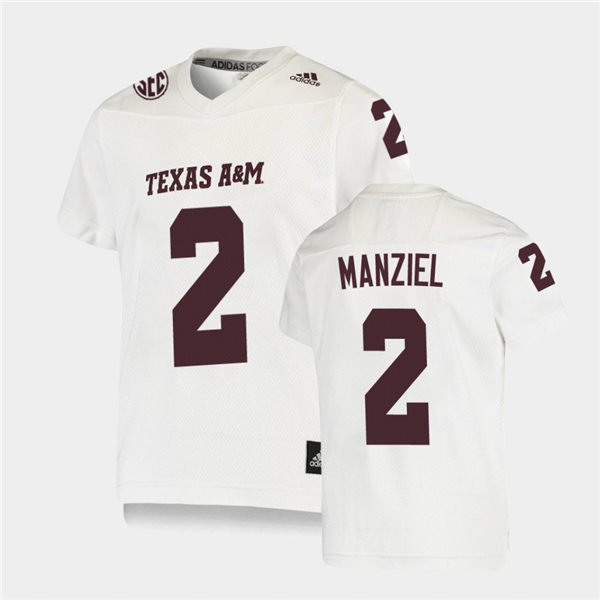 Mens Texas A&M Aggies #2 Johnny Manziel Adidas White Football Game Jersey