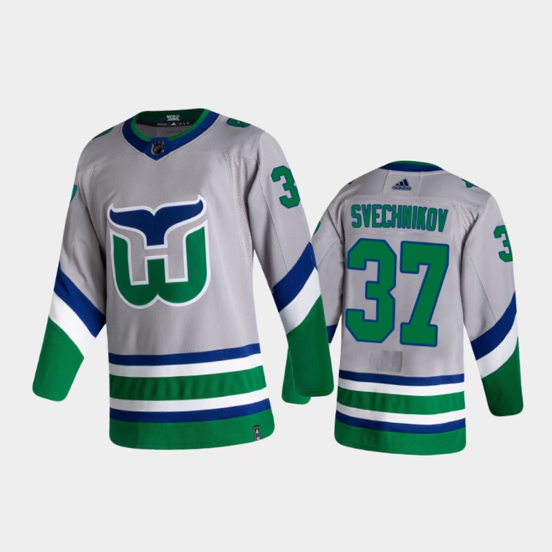 Mens Carolina Hurricanes #37 Andrei Svechnikov silvery grey Adidas 2021 NHL REVERSE RETRO JERSEYS