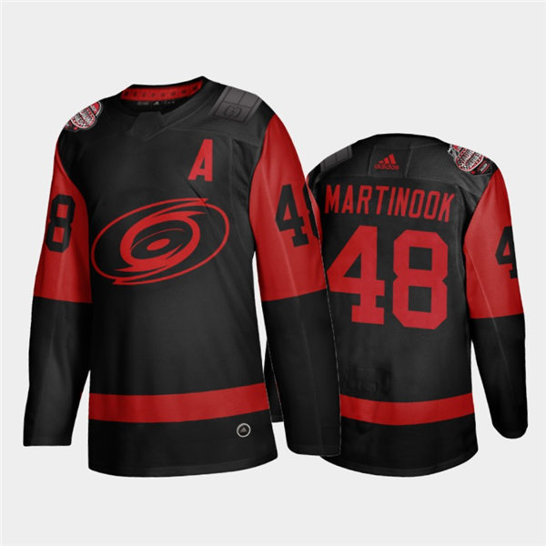 Mens Carolina Hurricanes #48 Jordan Martinook Black Adidas 2021 Stadium Series Jersey