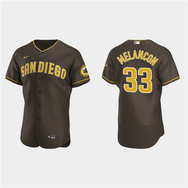 Mens San Diego Padres #33 Mark Melancon Nike Brown Road Player Flex Base Jersey