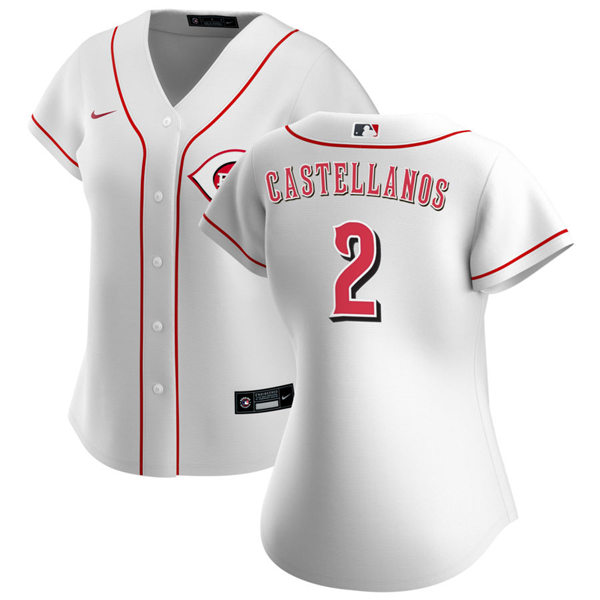 Womens Cincinnati Reds #2 Nicholas Castellanos Stitched Nike White Jersey