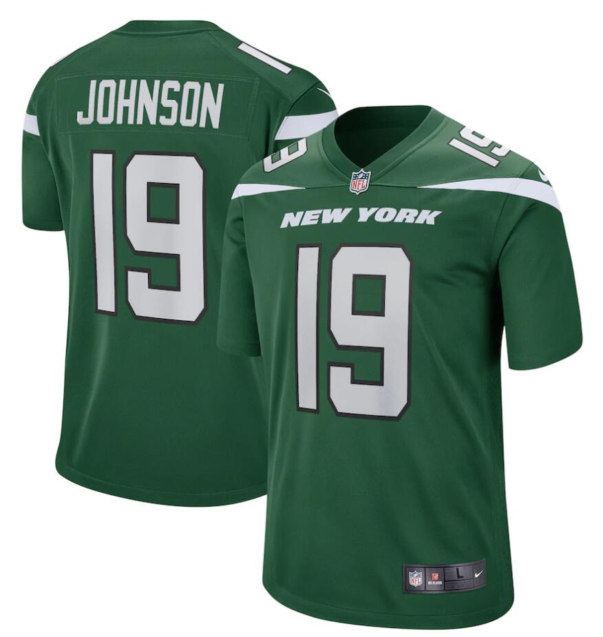 Mens New York Jets Retired Player #19 Keyshawn Johnson Nike Gotham Green Vapor Limited Jersey