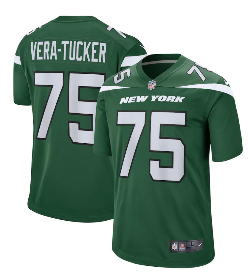 Men's New York Jets #75 Alijah Vera-Tucker Nike Gotham Green Vapor Limited Jersey