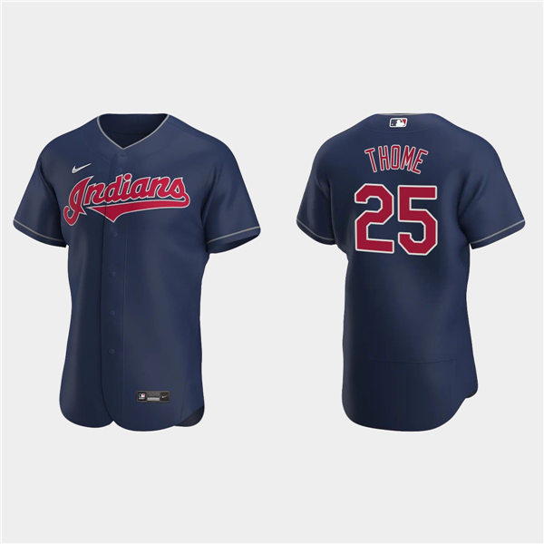Men's Cleveland Indians Retired Player #25 Jim Thome Nike Navy Alternate Indians Flex Base Jersey
