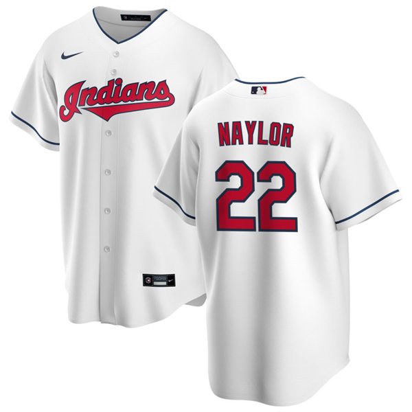 Mens Cleveland Indians #22 Josh Naylor Nike Home White Cool Base Jersey