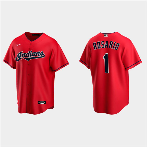 Mens Cleveland Indians #1 Amed Rosario Nike Red Cool Base Jersey