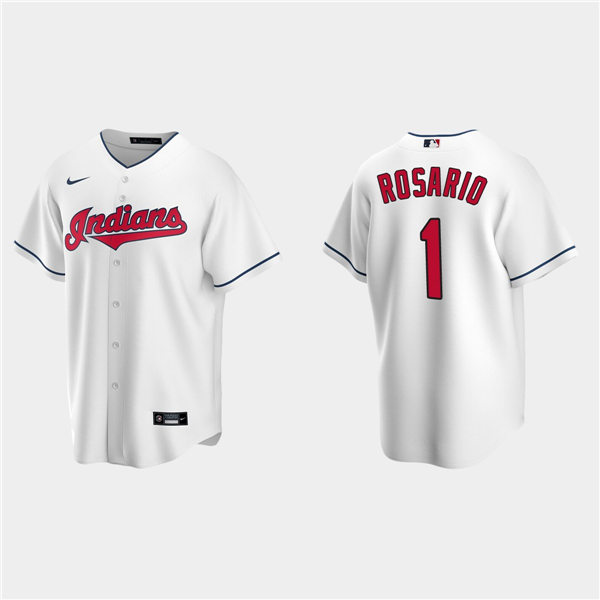 Mens Cleveland Indians #1 Amed Rosario Nike Home White Cool Base Jersey