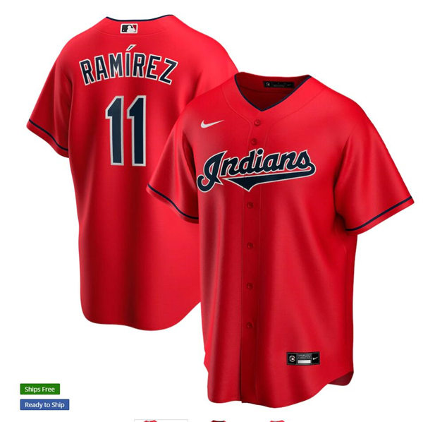 Youth Cleveland Indians #11 Jose Ramirez Nike Red Cool Base Jersey