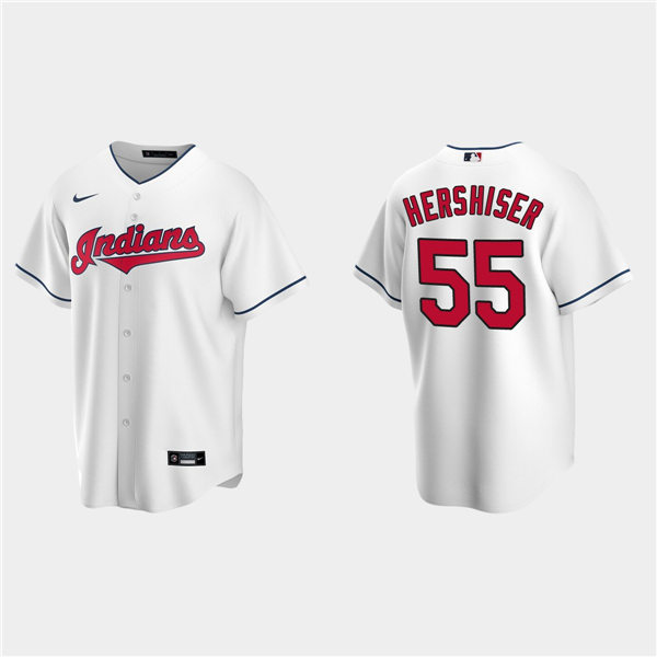 Men's Cleveland Indians Retired Player #55 Orel Hershiser Stitched White Nike MLB Cool Base Jersey