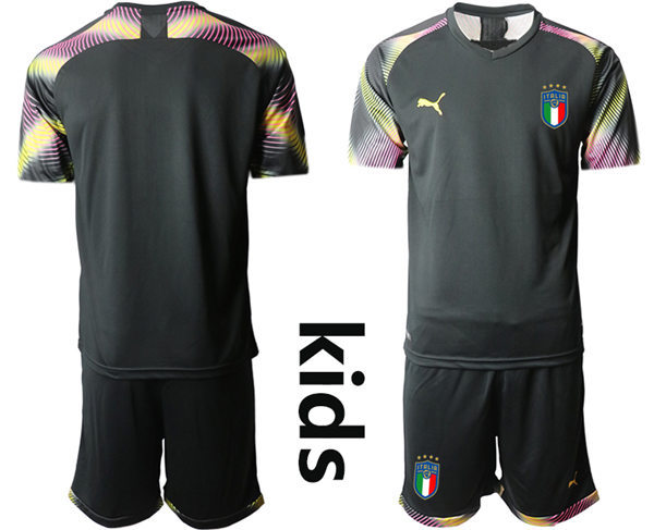 Youth Italy National Team Custom 2020-21 black goalkeeper Soccer Jersey Suit