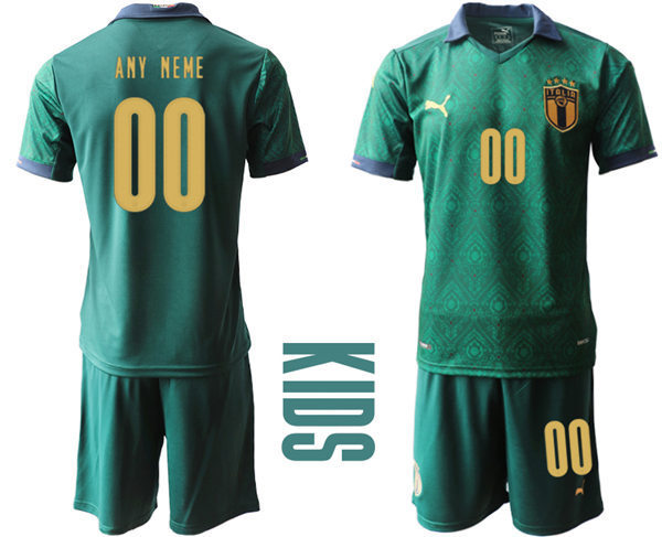 Youth Italy National Team Custom 2020/21 Green Away Soccer Jersey Suit