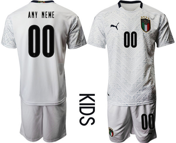 Youth Italy National Team Custom 2020 White Away Custom Soccer Jersey Suit