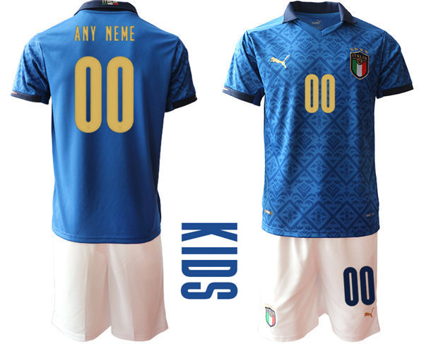 Youth Italy National Team Custom 2020-21 Home Blue Navy Vapor Soccer Jersey Suit