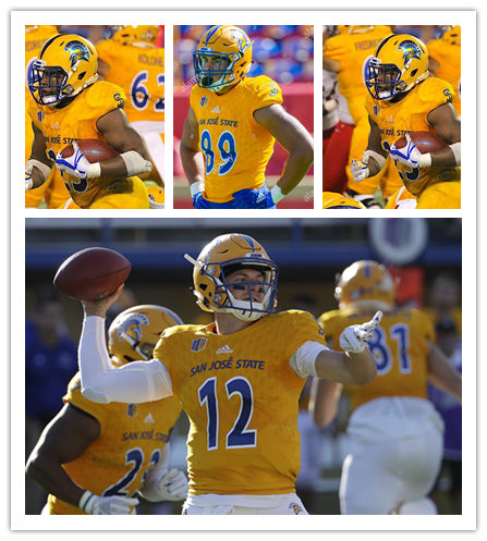 Mens San Jose State Spartans Adidas Gold College Football Game Jersey