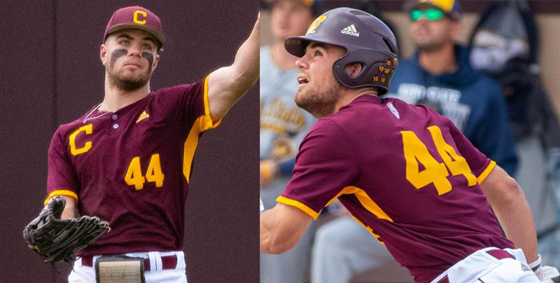 Men's Central Michigan Chippewas #44 Jakob Marsee Adidas Maroon two button College Baseball Jersey