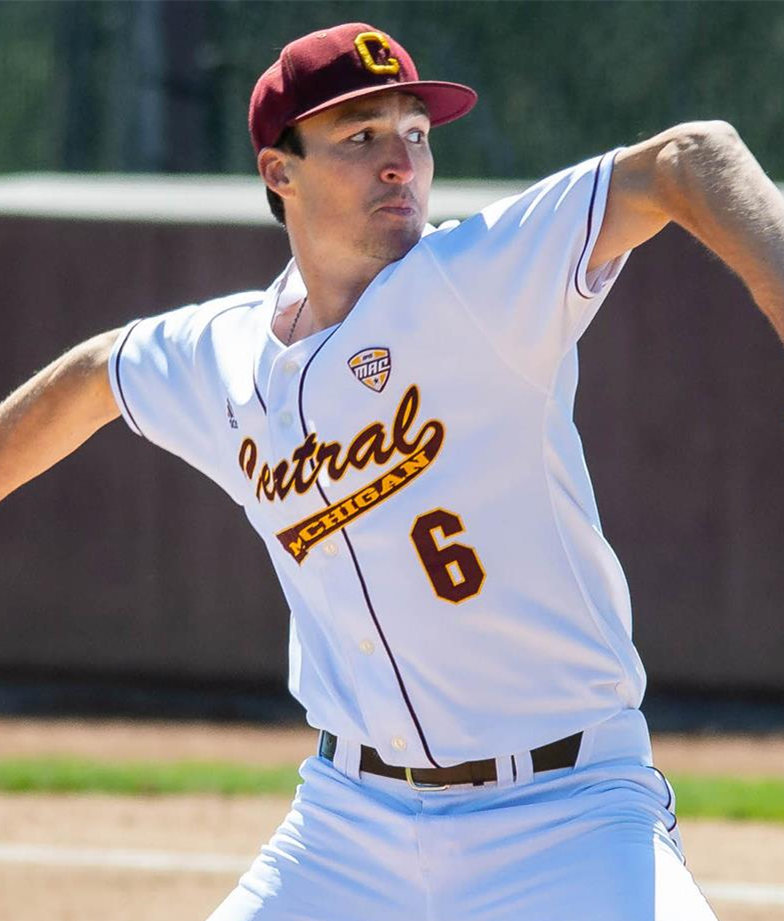 Men's Central Michigan Chippewas #6 Jordan Patty Adidas White College Baseball Jersey