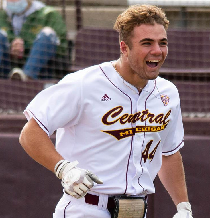 Men's Central Michigan Chippewas #44 Jakob Marsee Adidas White College Baseball Jersey