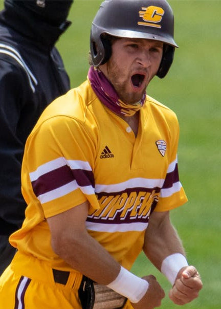 Men's Central Michigan Chippewas #44 Jakob Marsee Adidas Gold Pullover College Baseball Jersey