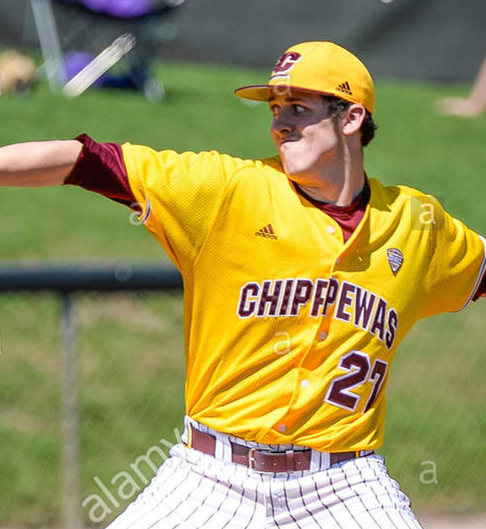 Men's Central Michigan Chippewas #27 Nick Deeg Adidas Gold button front College Baseball Jersey