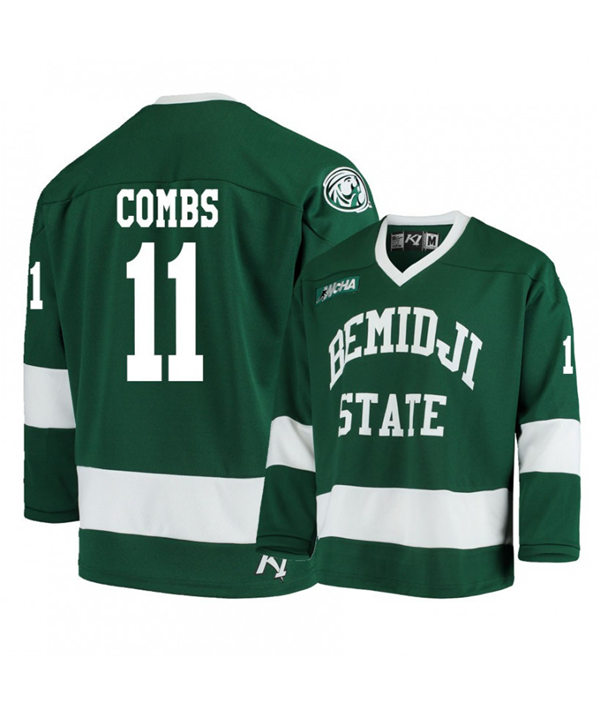 Mens Bemidji State Beavers #11 Charlie Combs K1 Sportswear Green College Hockey Jersey