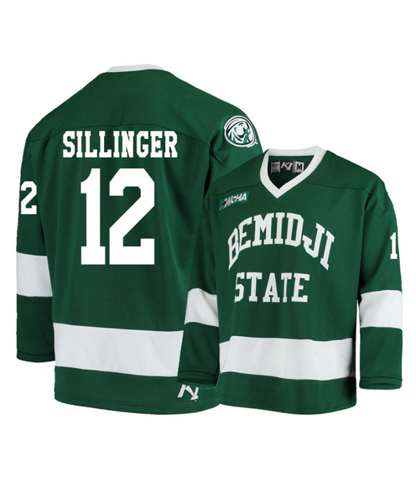 Mens Bemidji State Beavers #12 Owen Sillinger K1 Sportswear Green College Hockey Jersey