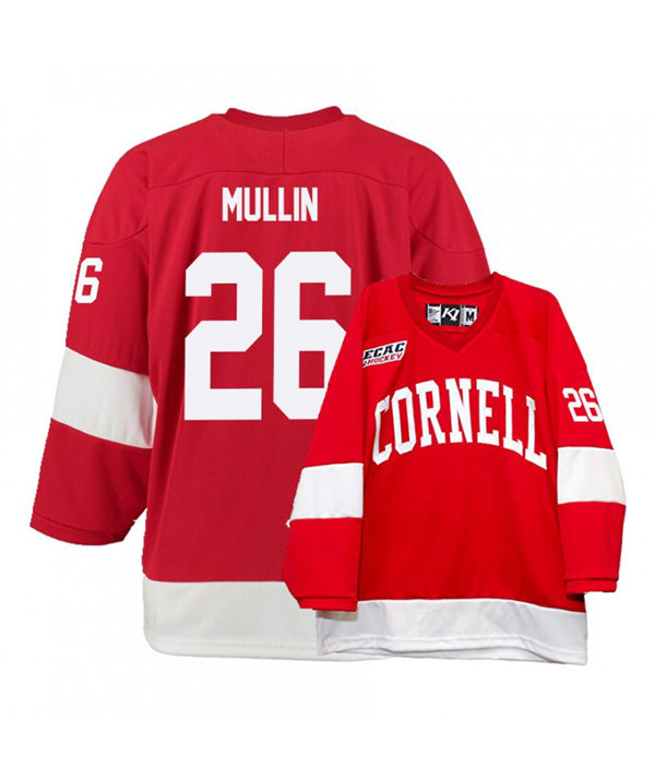 Mens Cornell Big Red #26 Tristan Mullin  K1 Sportswear Red Stitched College Hockey Jersey