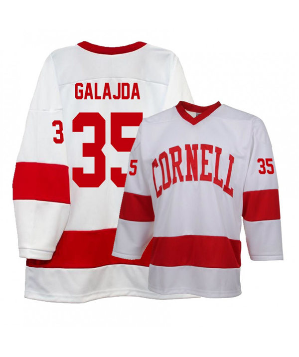 Mens Cornell Big Red #35 Matthew Galajda K1 Sportswear White Stitched College Hockey Jersey