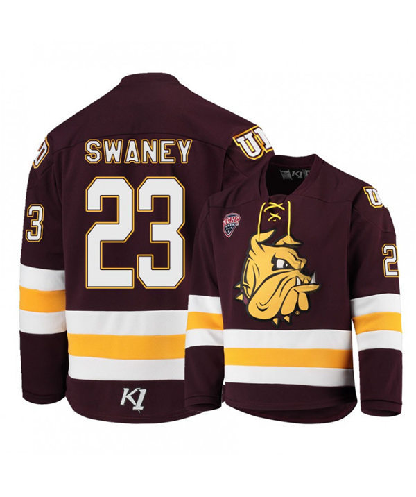 Mens Minnesota Duluth Bulldogs #23 Nick Swaney  Under Armour Maroon College Hockey Jersey