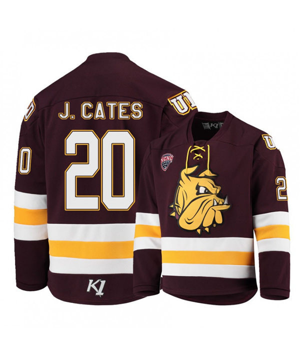 Mens Minnesota Duluth Bulldogs #20 Jackson Cates  Under Armour Maroon College Hockey Jersey